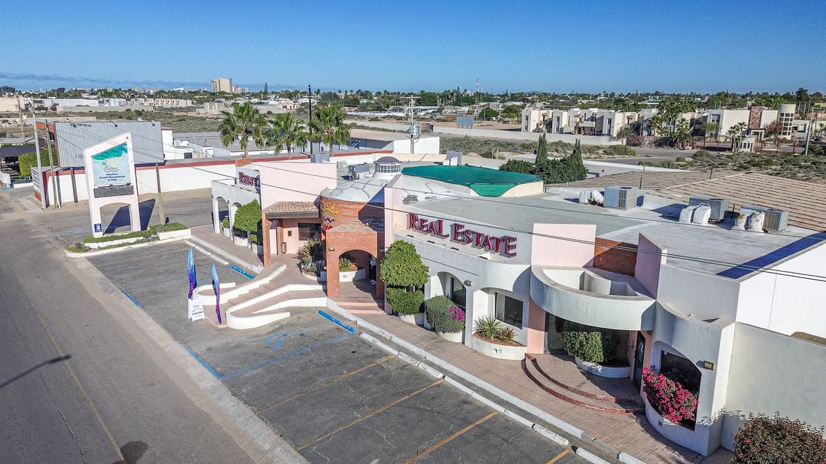Aerial view of the office building